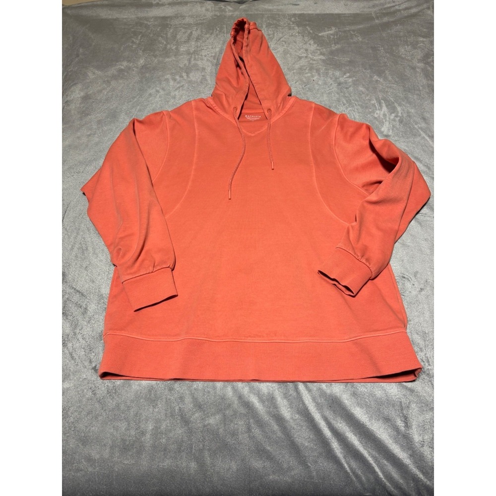 Athleta Women Size XS Sundown V-Neck Hoodie Sweatshirt Pink Orange 532404
